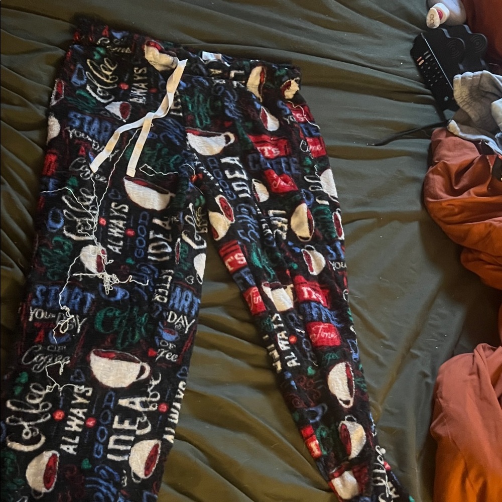 Cozy Black coffee Print  Fleece Lounge Pants